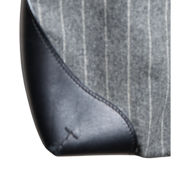 TUMI Chatham East West Satchel Bag Gray Pinstripe Wool & Leather MSRP $495 Italy - Picture 7 of 16